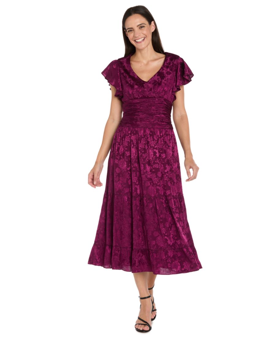 Женское платье с рукавами-крылышками и цветочным принтом, V-образным вырезом R & M Richards, Purple
Женское платье с рукавами-крылышками и цветочным принтом, V-образным вырезом R & M Richards, Purple