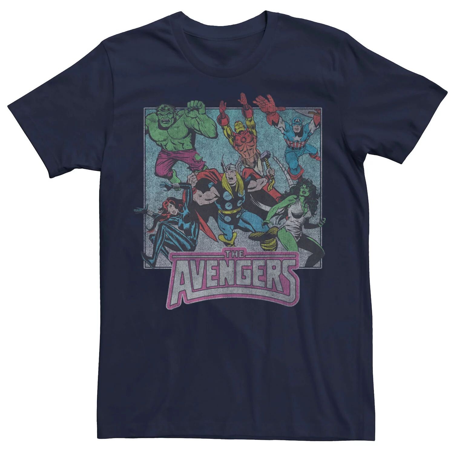 Мужская классическая футболка с эффектом потертости Marvel Avengers Group Action Shot Licensed Character, синий
Мужская классическая футболка с эффектом потертости Marvel Avengers Group Action Shot Licensed Character, синий
