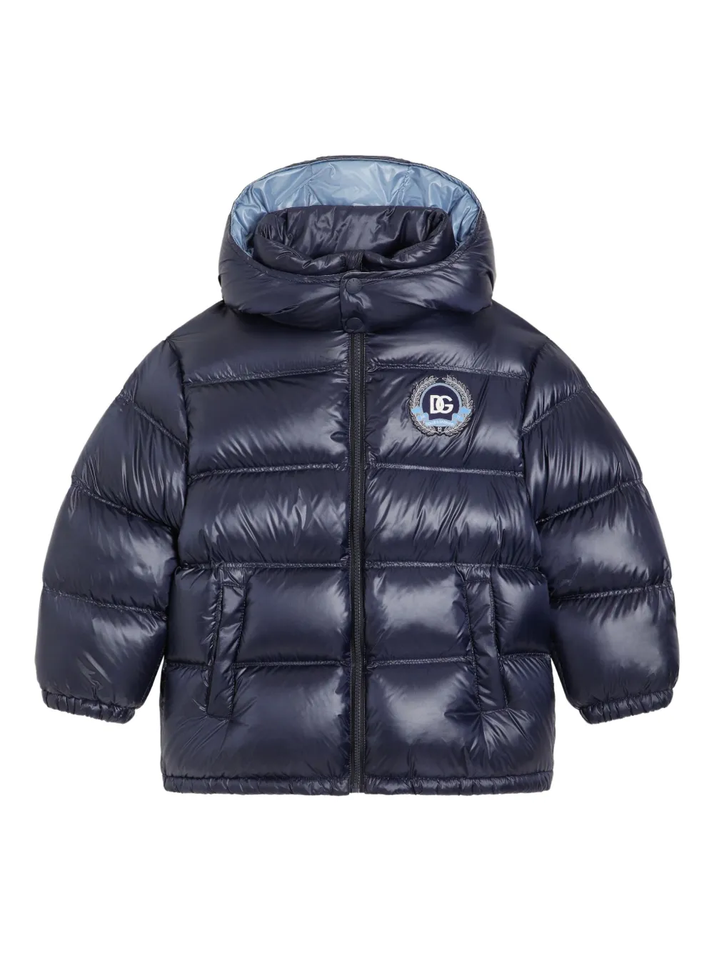 Пуховик с капюшоном и нашивкой-логотипом Dolce & Gabbana Kids, синий
Пуховик с капюшоном и нашивкой-логотипом Dolce & Gabbana Kids, синий