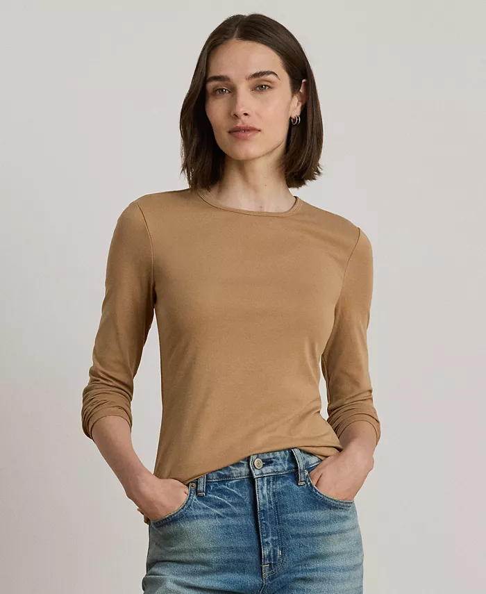 Миниатюрный хлопковый топ с длинными рукавами и круглым вырезом Lauren Ralph Lauren, коричневый/бежевый
Миниатюрный хлопковый топ с длинными рукавами и круглым вырезом Lauren Ralph Lauren, коричневый/бежевый