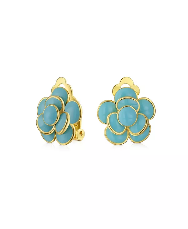 Серьги-Клипсы в форме ретро-розы с эмалью в стиле пуговицы для непроколотых ушей, позолоченная латунь Bling Jewelry, aqua
Серьги-Клипсы в форме ретро-розы с эмалью в стиле пуговицы для непроколотых ушей, позолоченная латунь Bling Jewelry, aqua