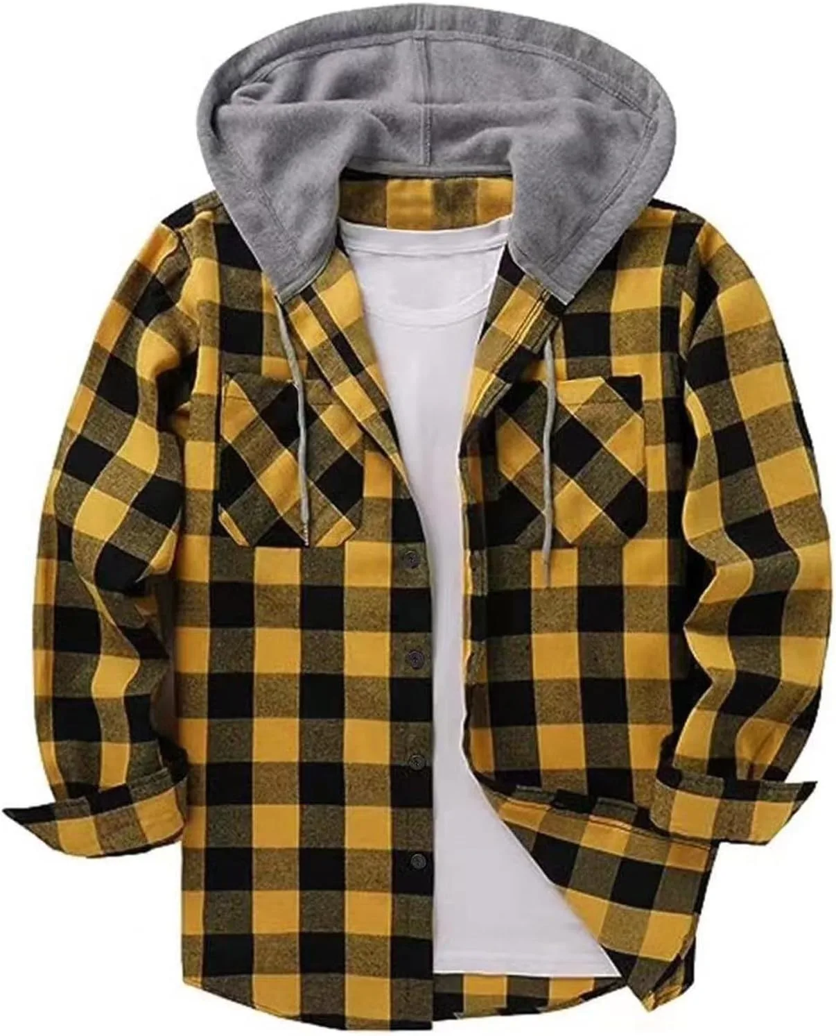 Пиджак-худи с клетчатым принтом и карманами
Пиджак-худи с клетчатым принтом и карманами