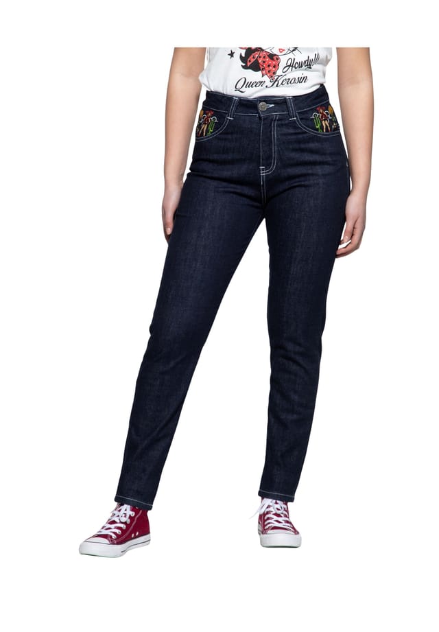 Джинсы с высокой талией в стиле вестерн 50-х с вышивкой Queen Kerosin, синий
Джинсы с высокой талией в стиле вестерн 50-х с вышивкой Queen Kerosin, синий
