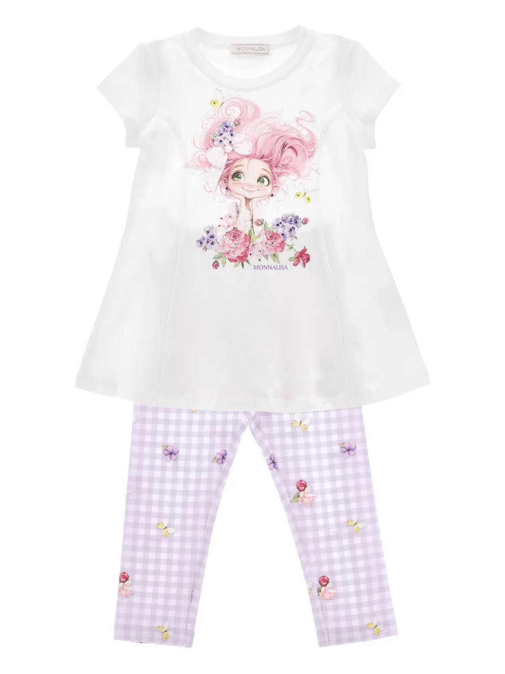Комплект в клетку гингем Monnalisa, белый
Комплект в клетку гингем Monnalisa, белый