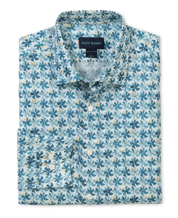 Мужская рубашка из вуали с цветочным принтом, синяя Scott Barber, синий
Мужская рубашка из вуали с цветочным принтом, синяя Scott Barber, синий