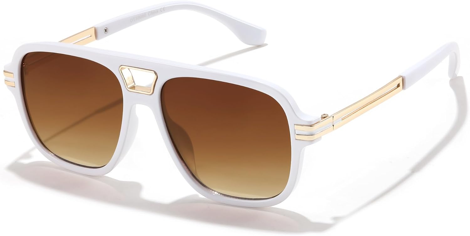 Солнцезащитные очки FEISEDY Retro Aviator для женщин и мужчин, винтажные, модные, большие, квадратные, защита от ультрафиолета UV400, артикул B0106, White Frame & Gradual Tea Lens
Солнцезащитные очки FEISEDY Retro Aviator для женщин и мужчин, винтажные, модные, большие, квадратные, защита от ультрафиолета UV400, артикул B0106, White Frame & Gradual Tea Lens