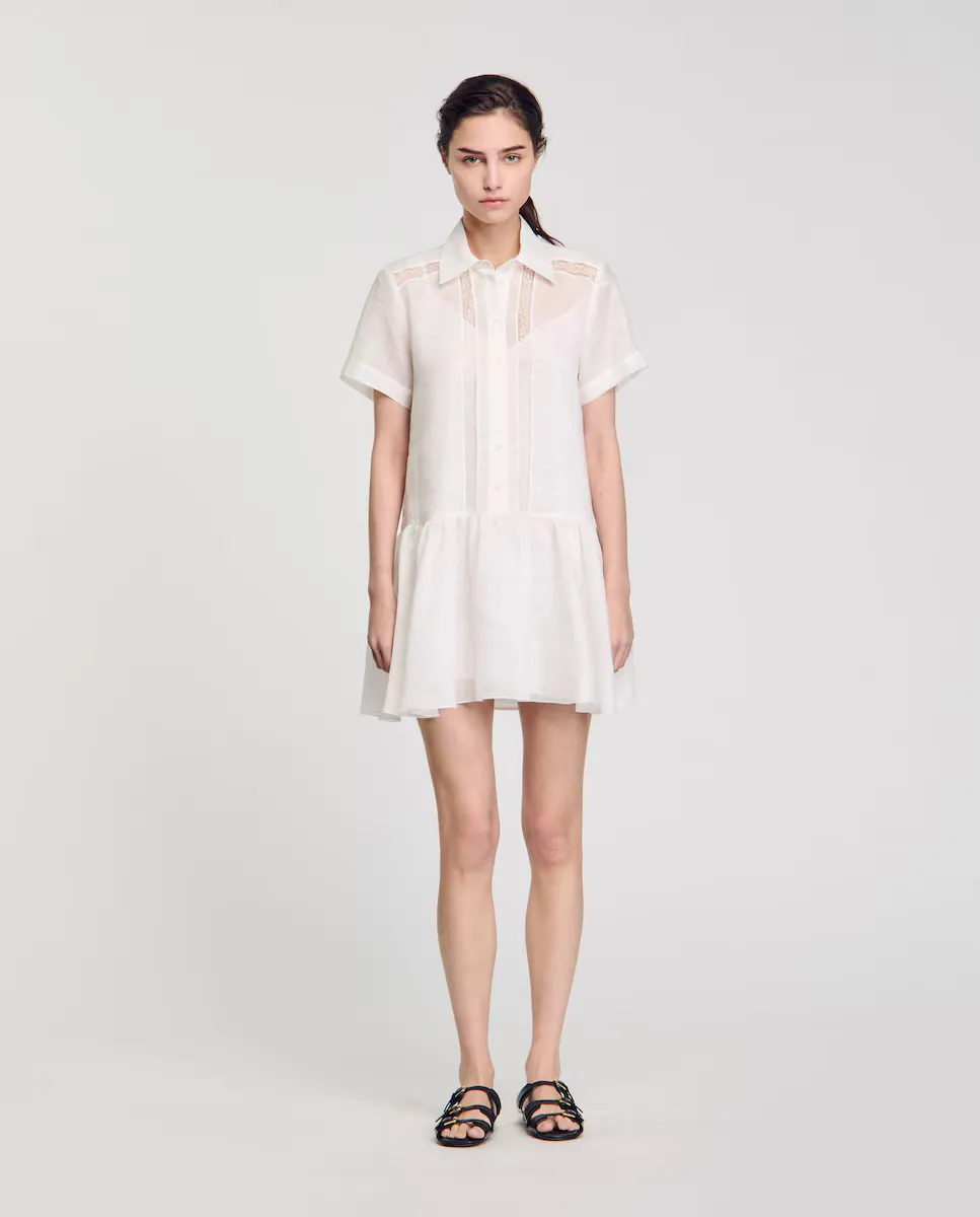 Короткое платье с кружевными деталями Sandro, белый
Короткое платье с кружевными деталями Sandro, белый