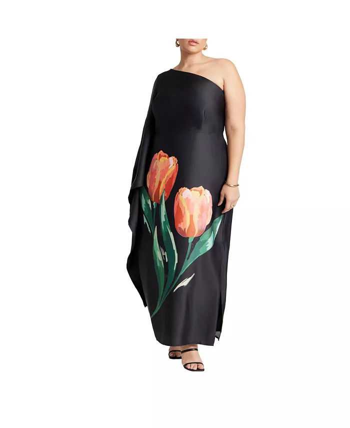 Женское платье с одним плечом и драматичным рукавом ELOQUII, черный
Женское платье с одним плечом и драматичным рукавом ELOQUII, черный