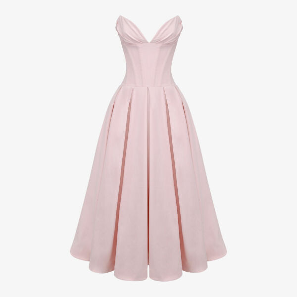 Женское платье миди из эластичного хлопка с глубоким вырезом House Of Cb, розовый 
Женское платье миди из эластичного хлопка с глубоким вырезом House Of Cb, розовый