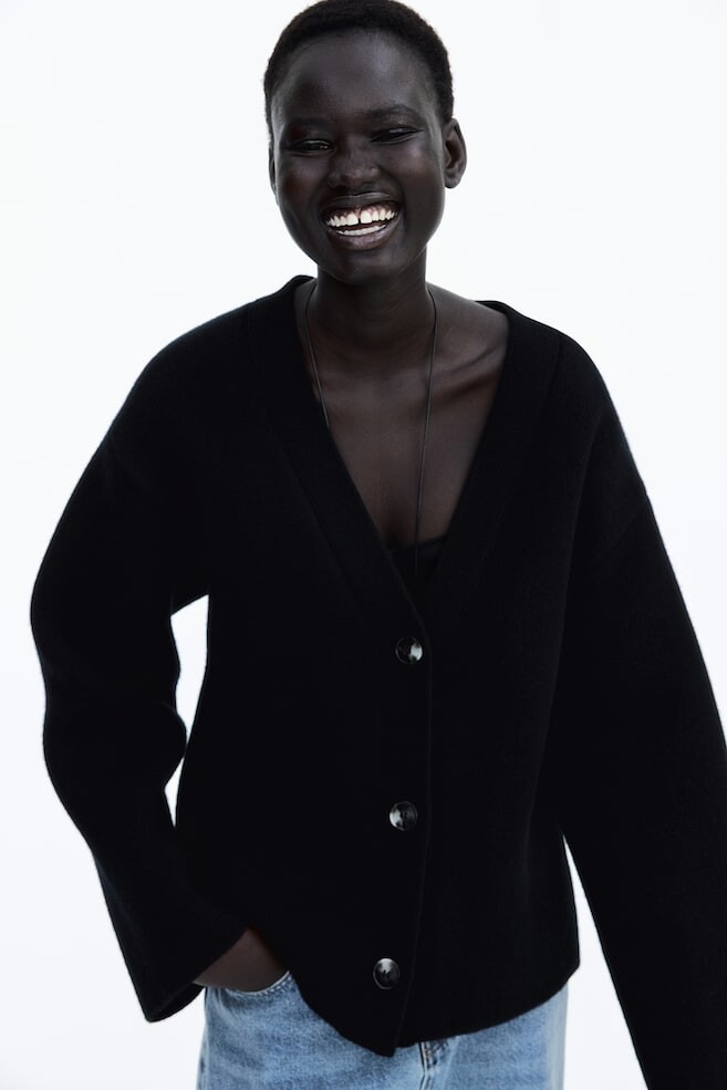 Кардиган из смеси шерсти H&M, черный
Кардиган из смеси шерсти H&M, черный