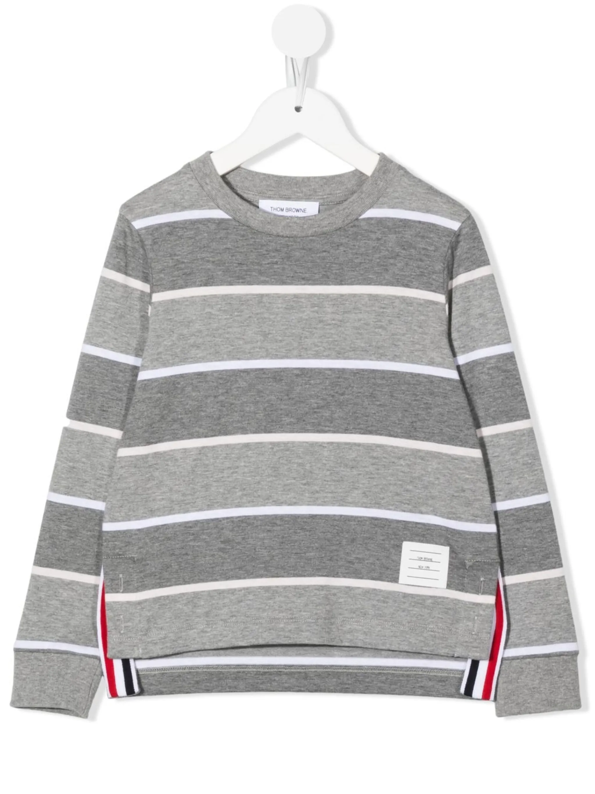 Полосатый свитер с длинными рукавами Thom Browne Kids, серый
Полосатый свитер с длинными рукавами Thom Browne Kids, серый