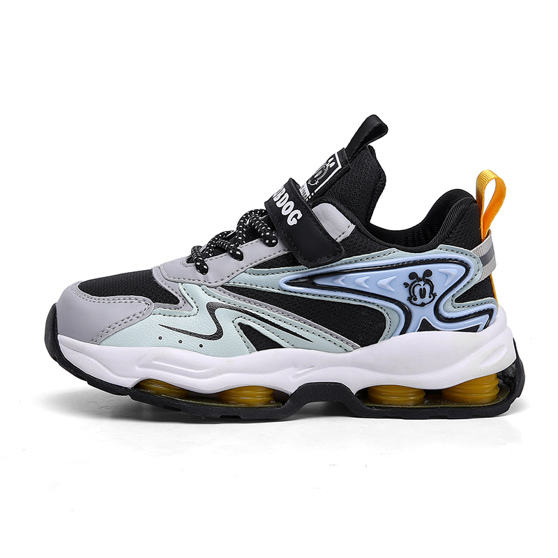 Нескользящие, износостойкие, дышащие, низкие повседневные кроссовки для мальчиков и девочек. Детская обувь. BOBDOG, черный/серый 
Нескользящие, износостойкие, дышащие, низкие повседневные кроссовки для мальчиков и девочек. Детская обувь. BOBDOG, черный/серый