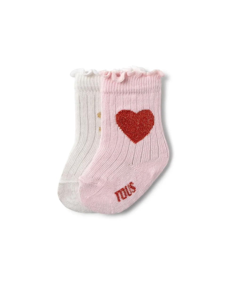 Набор из 2 детских носков с сердечком и медвежонком из люрекса Tous, розовый
Набор из 2 детских носков с сердечком и медвежонком из люрекса Tous, розовый