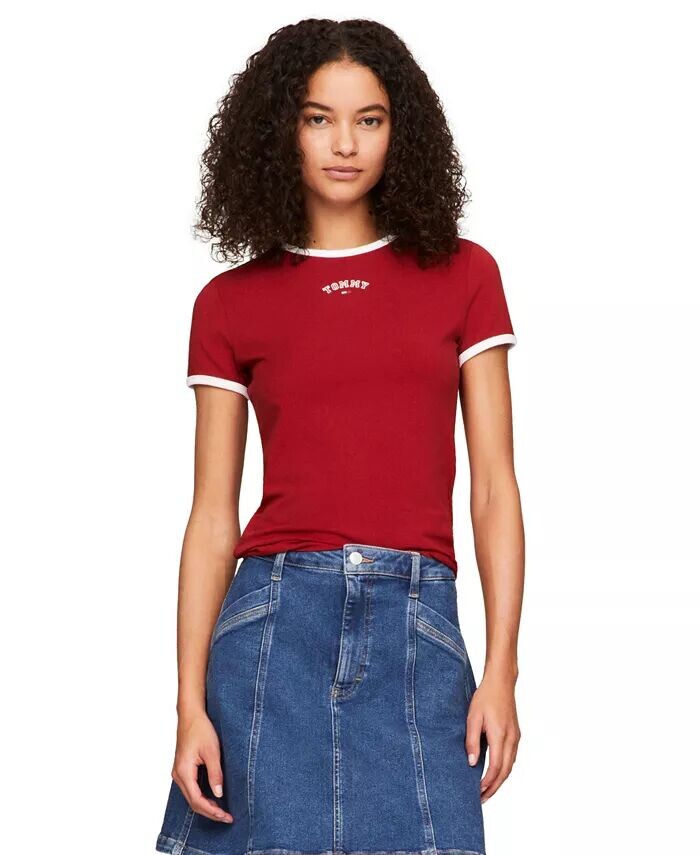 Женская футболка узкого кроя с логотипом и контрастными краями Tommy Jeans, красный
Женская футболка узкого кроя с логотипом и контрастными краями Tommy Jeans, красный
