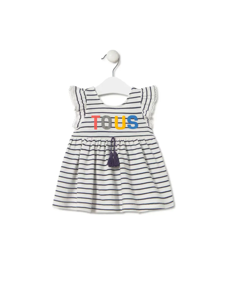Детское платье из полосатого хлопка с красочным логотипом Tous, тёмно-синий
Детское платье из полосатого хлопка с красочным логотипом Tous, тёмно-синий