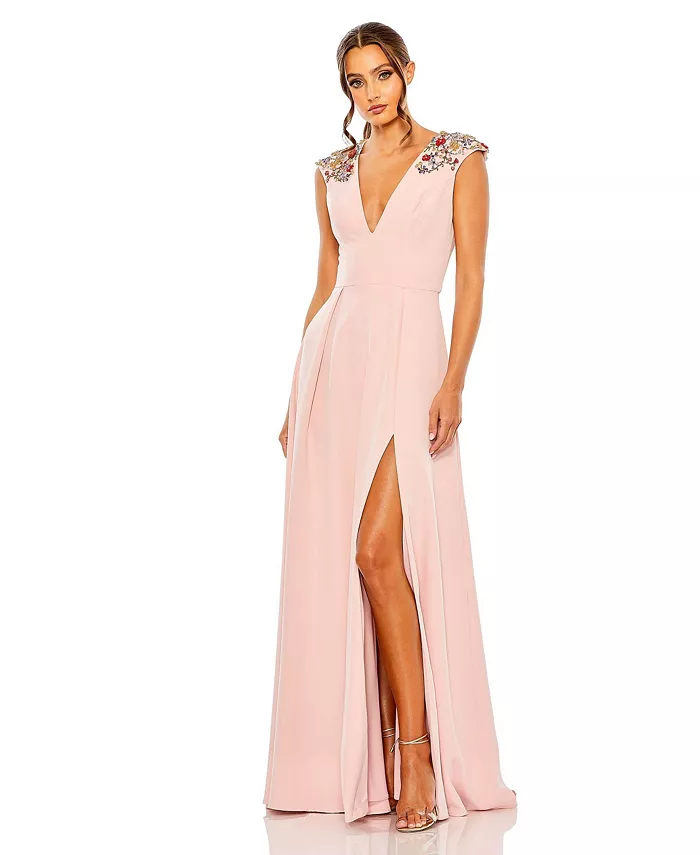 Женское платье с вышивкой бисером, короткими рукавами и V-образным вырезом, силуэт А-силуэта Mac Duggal, розовый
Женское платье с вышивкой бисером, короткими рукавами и V-образным вырезом, силуэт А-силуэта Mac Duggal, розовый