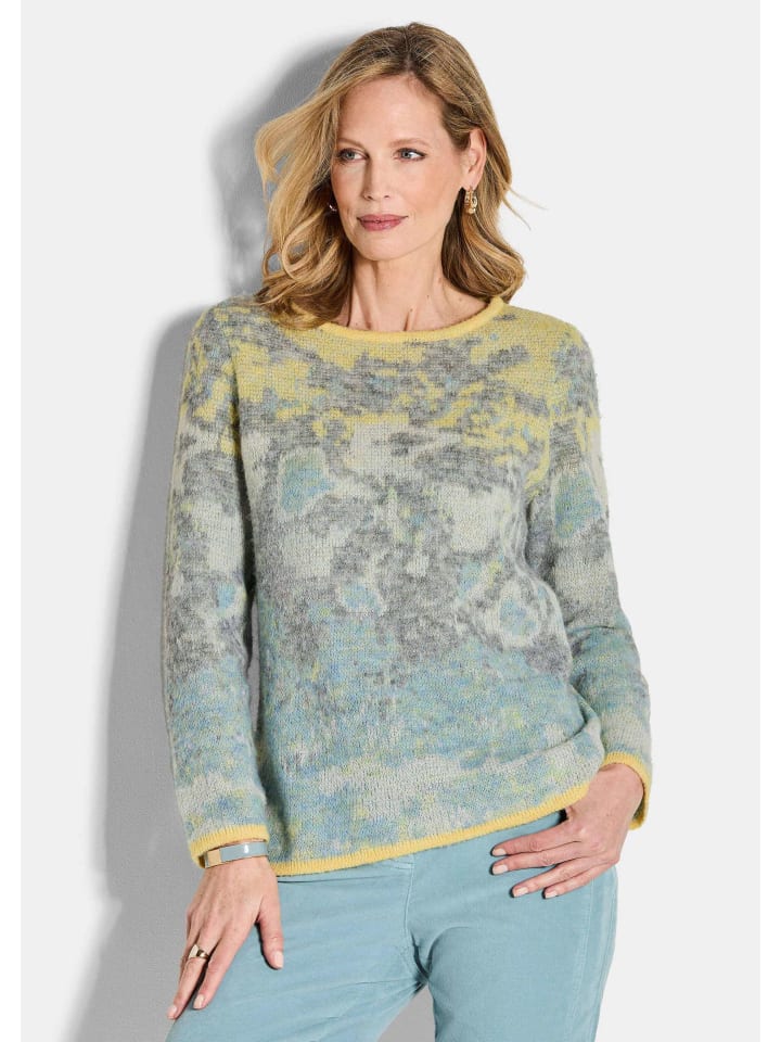 Жаккардовый свитер с длинными рукавами и узором в цветных/узорчатых узорах. GOLDNER
Жаккардовый свитер с длинными рукавами и узором в цветных/узорчатых узорах. GOLDNER