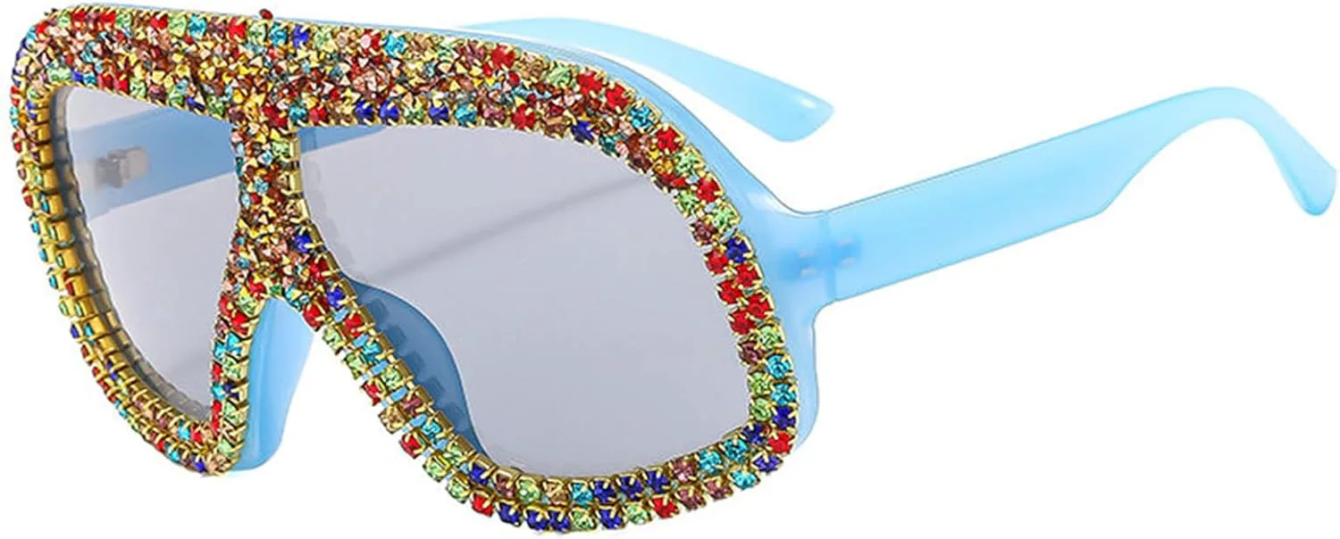 Willochra Модные солнцезащитные очки с маской и стразами для женщин и мужчин, большие, блестящие, в стиле Y2K, с бриллиантами, плоские солнцезащитные очки-щитки, Blue
Willochra Модные солнцезащитные очки с маской и стразами для женщин и мужчин, большие, блестящие, в стиле Y2K, с бриллиантами, плоские солнцезащитные очки-щитки, Blue