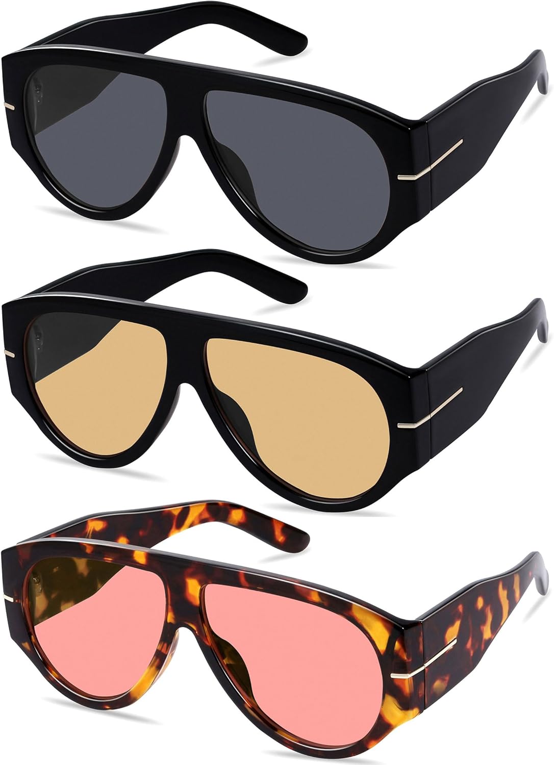 Большие ретро-солнцезащитные очки-авиаторы для женщин и мужчин, тренд 70-х, толстые, классический винтажный стиль YMRFW, 3pack (Black/Grey+black/Champagne+tortoise/Pink)
Большие ретро-солнцезащитные очки-авиаторы для женщин и мужчин, тренд 70-х, толстые, классический винтажный стиль YMRFW, 3pack (Black/Grey+black/Champagne+tortoise/Pink)