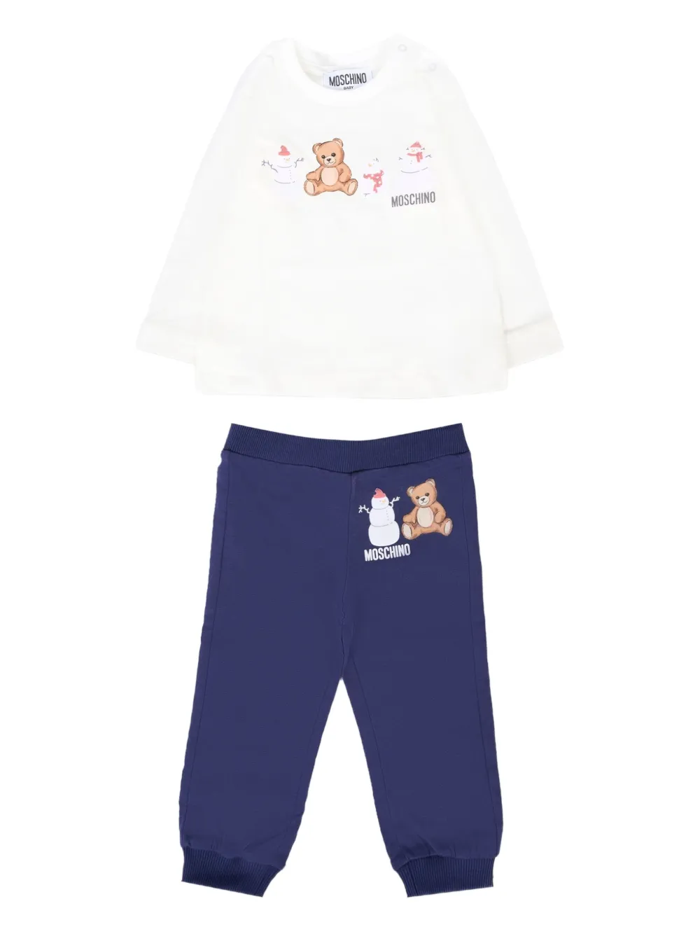 Эластичный спортивный костюм Тедди-снеговик Moschino Kids, белый
Эластичный спортивный костюм Тедди-снеговик Moschino Kids, белый