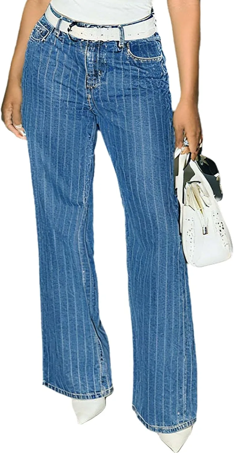 Женские джинсы в полоску с высокой талией и широкими штанинами QLAUYIOE
Женские джинсы в полоску с высокой талией и широкими штанинами QLAUYIOE