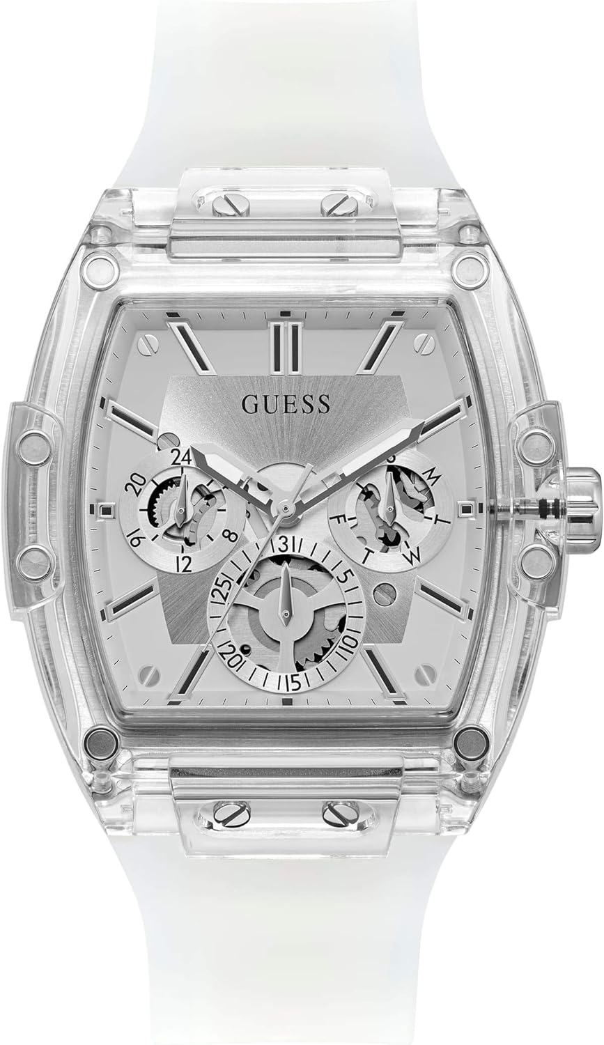 GUESS Мужские часы Trend Tonneau 43mm, Clear/Clear/Silver
GUESS Мужские часы Trend Tonneau 43mm, Clear/Clear/Silver