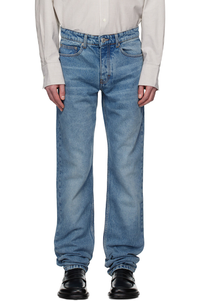 Хлопковые джинсы классического кроя Ami Paris, синий
Хлопковые джинсы классического кроя Ami Paris, синий