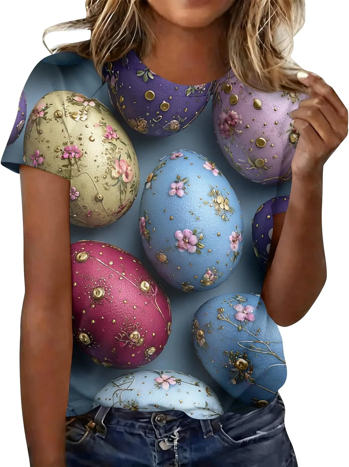 Женская блузка с коротким рукавом Easter Printed, свободный крой, круглый вырез
Женская блузка с коротким рукавом Easter Printed, свободный крой, круглый вырез