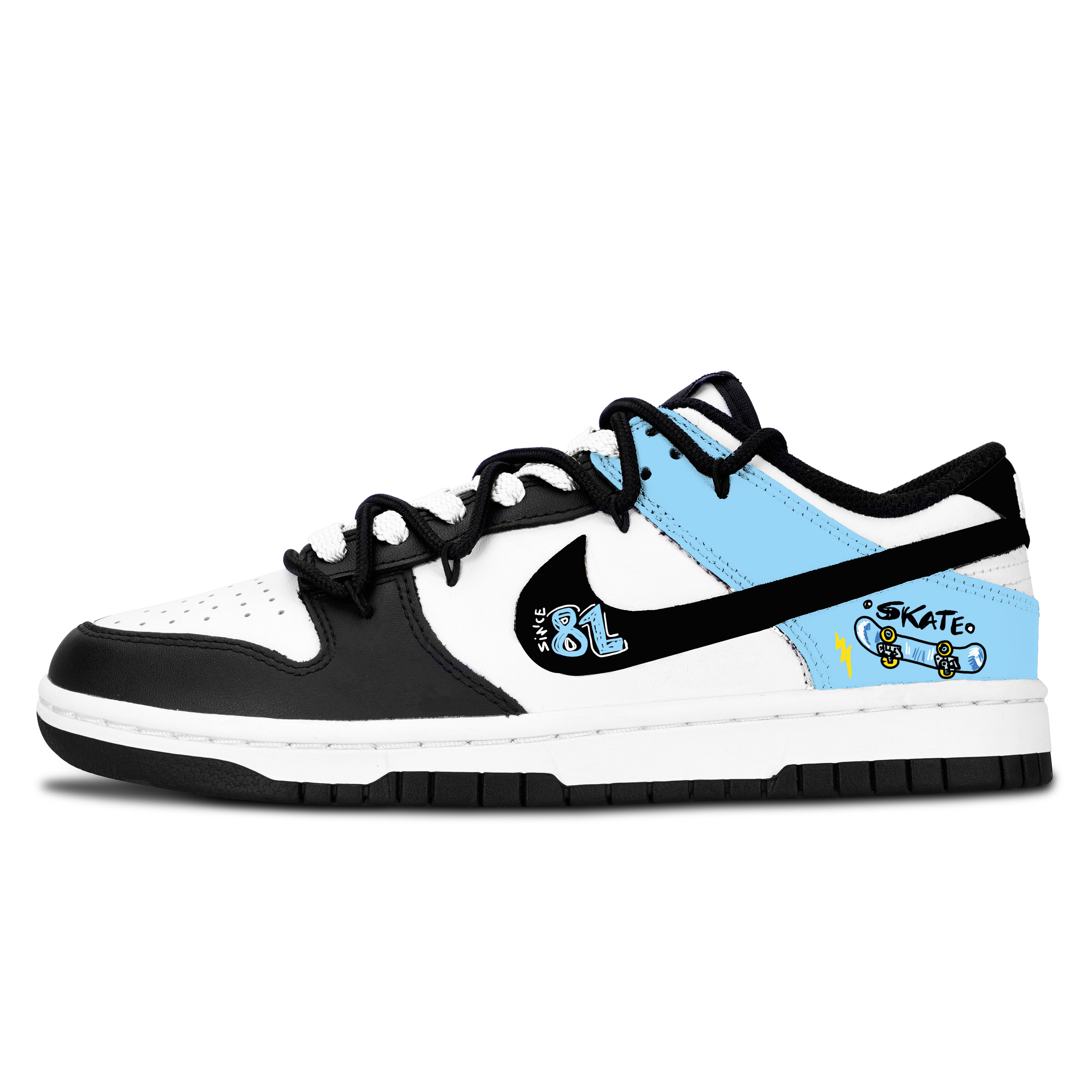 Nike Dunk Black White, Light Blue Board Style Abrasion Resistant Slip Resistant Low top Skateboard Shoes Unisex Blue
Nike Dunk Black White, Light Blue Board Style Abrasion Resistant Slip Resistant Low top Skateboard Shoes Unisex Blue