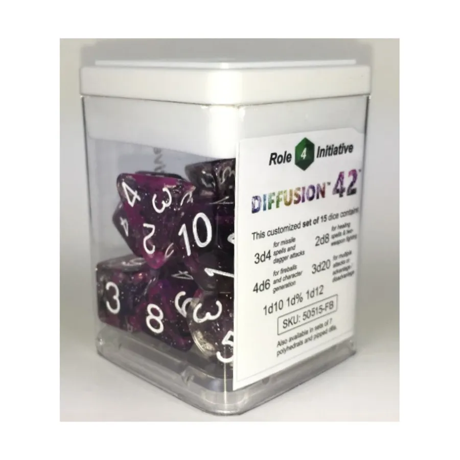 Многогранные игральные кости — 42 с белыми цифрами (15), Game Dice - Diffusion (Role 4 Initiative)
Многогранные игральные кости — 42 с белыми цифрами (15), Game Dice - Diffusion (Role 4 Initiative)