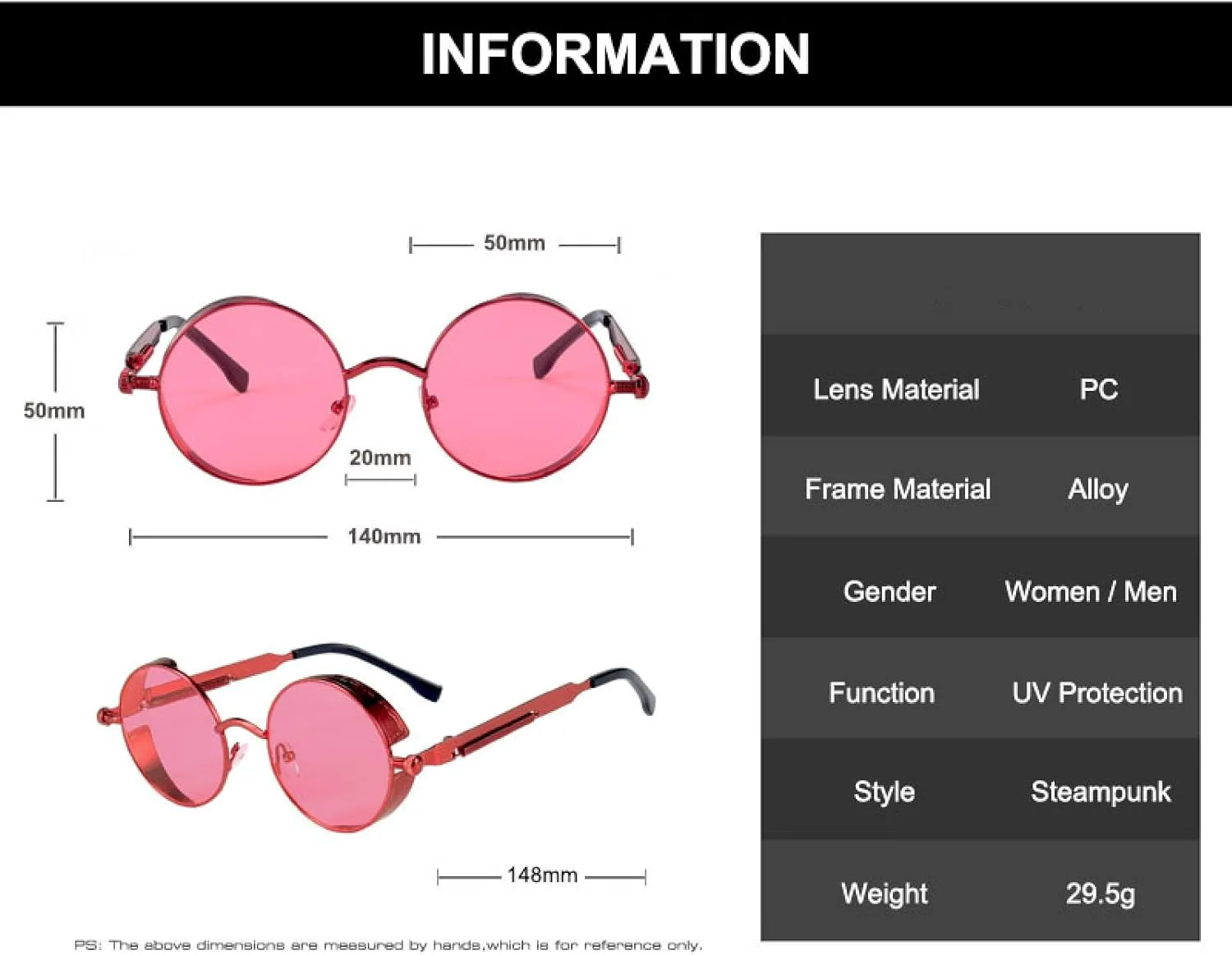 Солнцезащитные очки с защитой от УФ-излучения UV400 для женщин и мужчин | Панк, металл, стимпанк, круглые | для занятий спортом на открытом воздухе DSVIGF, Golden Red
Солнцезащитные очки с защитой от УФ-излучения UV400 для женщин и мужчин | Панк, металл, стимпанк, круглые | для занятий спортом на открытом воздухе DSVIGF, Golden Red