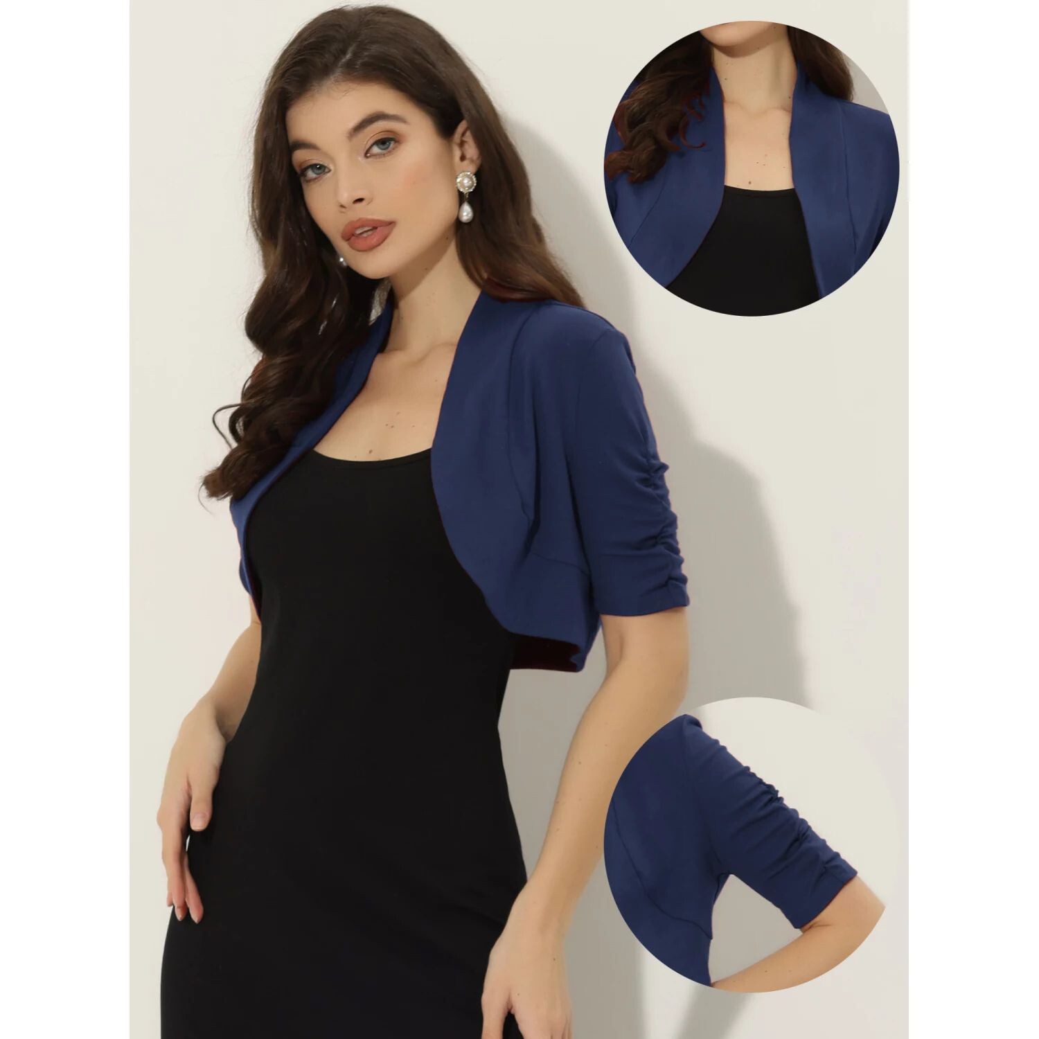 Женское болеро со сборками и короткими рукавами, укороченный кардиган с открытой передней частью ALLEGRA K, черный
Женское болеро со сборками и короткими рукавами, укороченный кардиган с открытой передней частью ALLEGRA K, черный