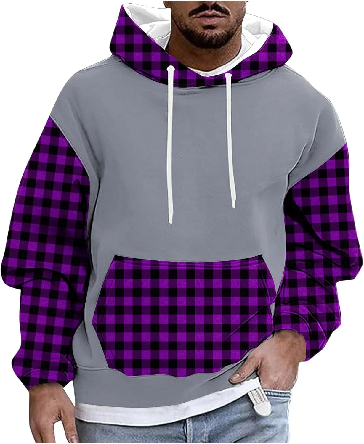 Мужская флисовая толстовка с капюшоном, длинный рукав, с карманом
Мужская флисовая толстовка с капюшоном, длинный рукав, с карманом