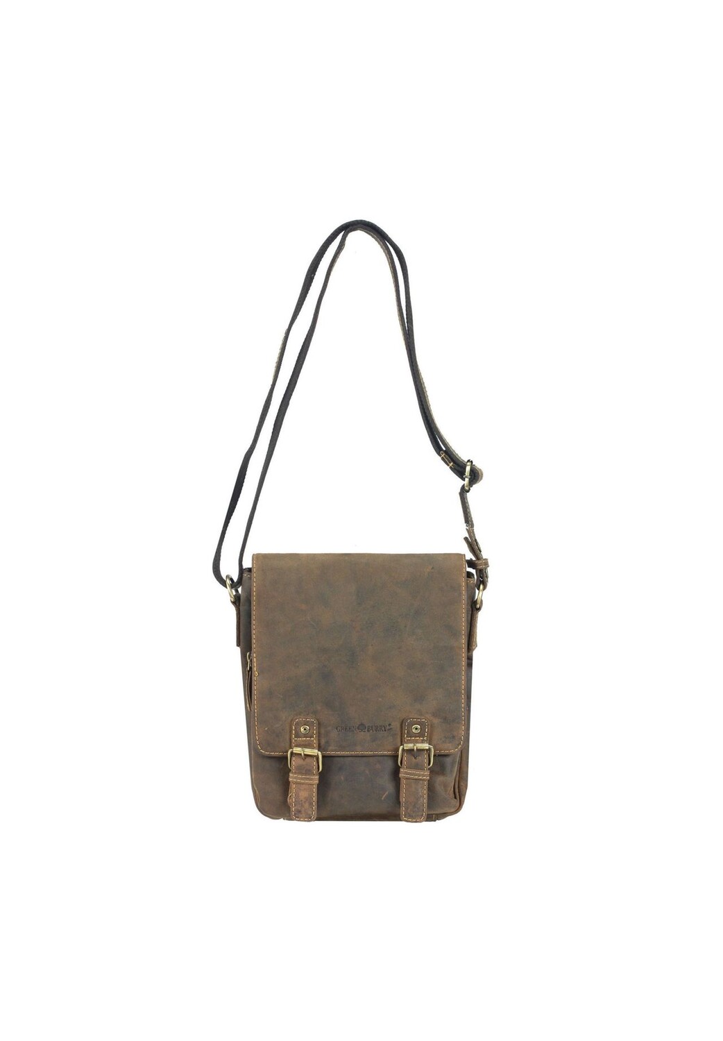 Винтажная кожаная сумка через плечо 25 см Green Burry, коричневый 
Винтажная кожаная сумка через плечо 25 см Green Burry, коричневый