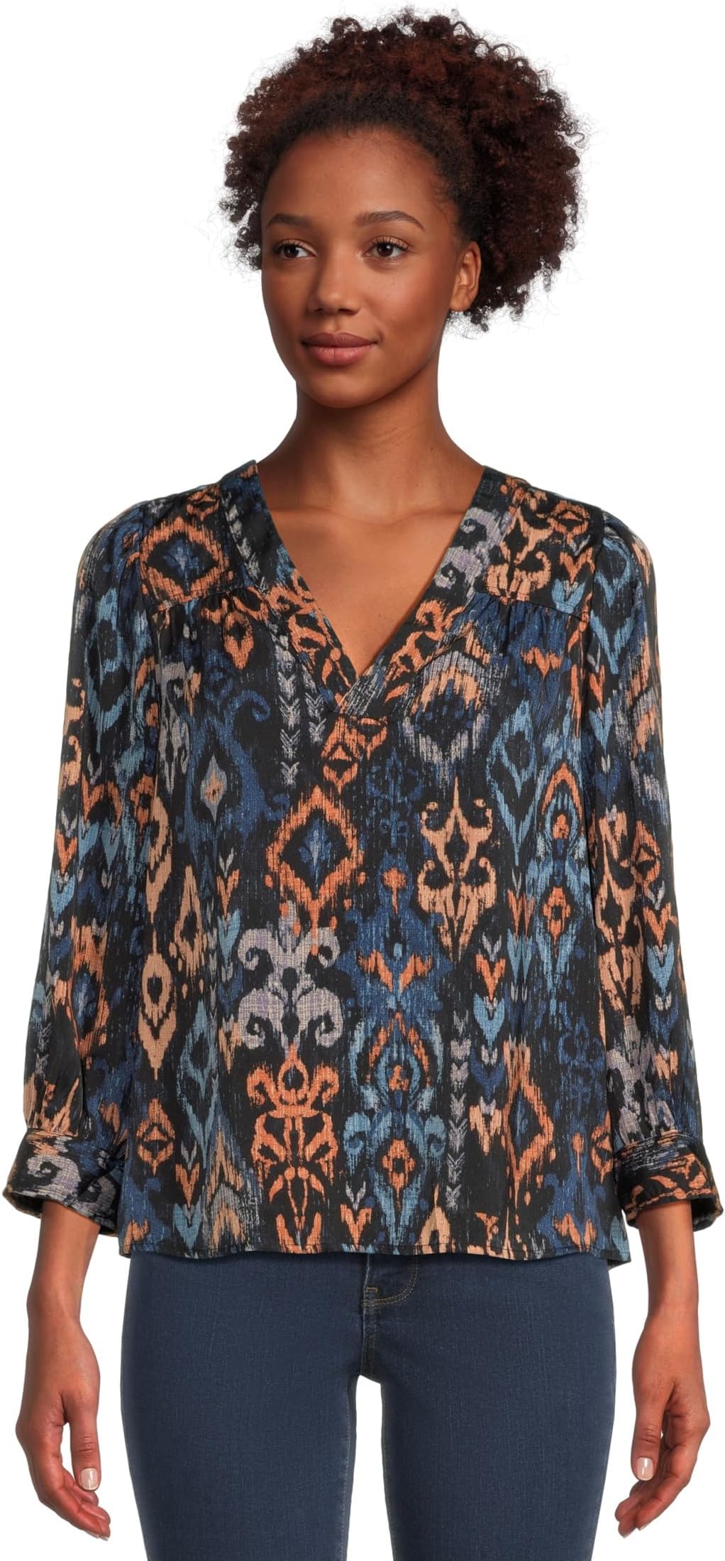 Женская блузка-поповер с рукавами 3/4 и V-образным вырезом Liverpool Los Angeles, Blue Multi Ikat
Женская блузка-поповер с рукавами 3/4 и V-образным вырезом Liverpool Los Angeles, Blue Multi Ikat