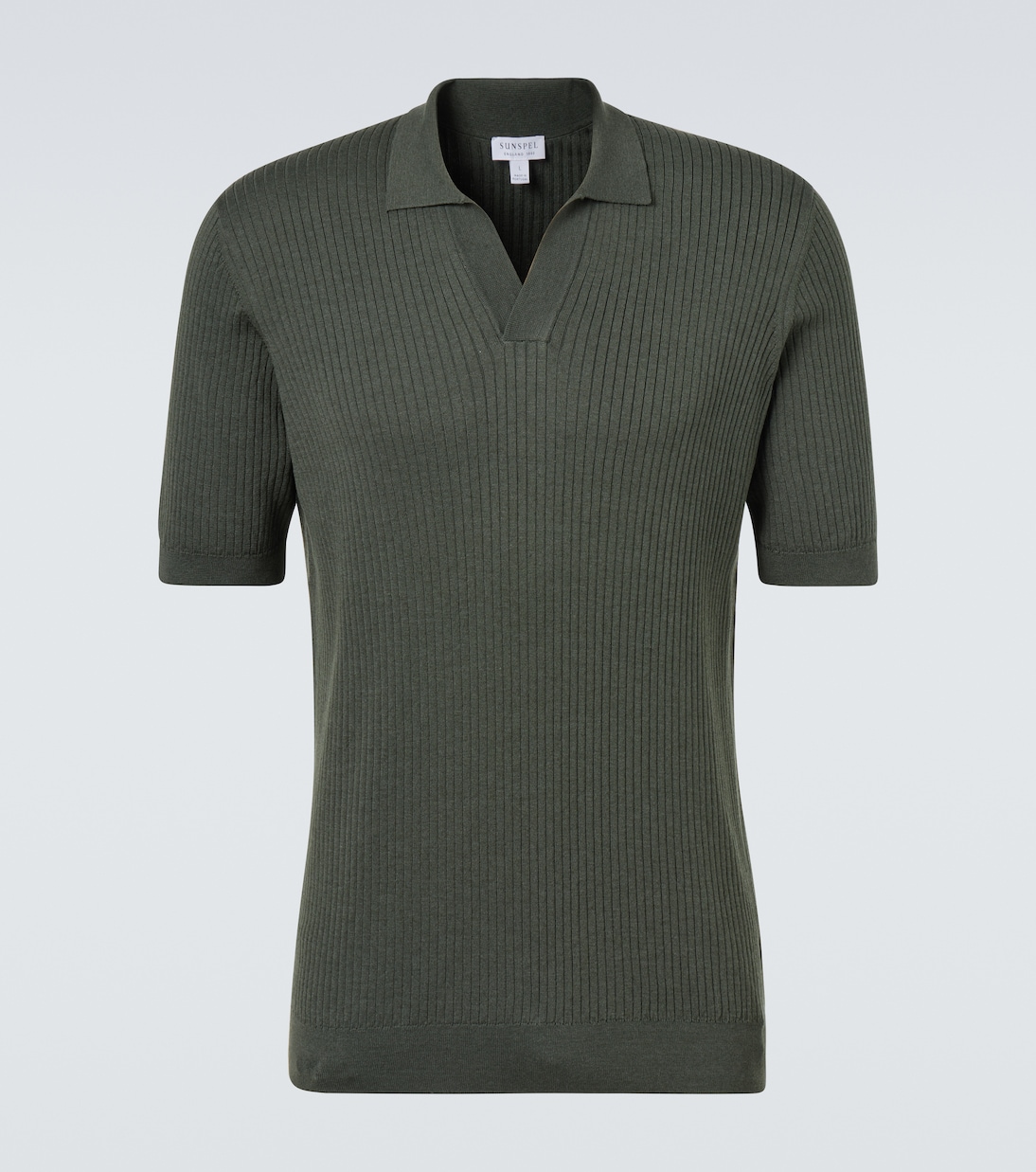 Риб поло из шелка и хлопка с вязкой Sunspel, Dusk Green
Риб поло из шелка и хлопка с вязкой Sunspel, Dusk Green