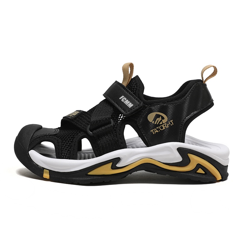 Противоскользящие и дышащие детские сандалии FCMM, черный/золотой
Противоскользящие и дышащие детские сандалии FCMM, черный/золотой