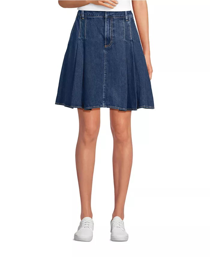 Женская легкая джинсовая юбка со средней посадкой и плиссировкой выше колена Lands' End, синий 
Женская легкая джинсовая юбка со средней посадкой и плиссировкой выше колена Lands' End, синий