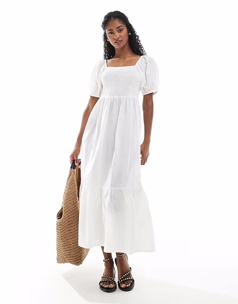Платье Accesorize с рукавами-фонариками, присборенное, белого цвета, с вышивкой Accessorize
Платье Accesorize с рукавами-фонариками, присборенное, белого цвета, с вышивкой Accessorize