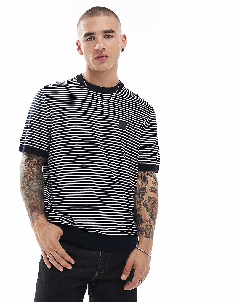 Футболка свободного кроя с полосками Orange Kanache темно-синего цвета от BOSS BOSS Orange
Футболка свободного кроя с полосками Orange Kanache темно-синего цвета от BOSS BOSS Orange