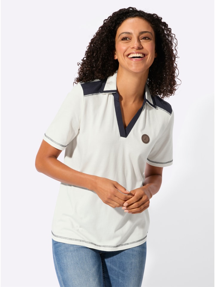 Рубашка с короткими рукавами цвета экрю и темно-синего цвета WITT WEIDEN
Рубашка с короткими рукавами цвета экрю и темно-синего цвета WITT WEIDEN