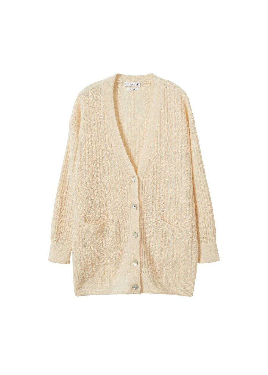 Вязаный кардиган MANGO Knit Cardigan Staring, кремовый 
Вязаный кардиган MANGO Knit Cardigan Staring, кремовый