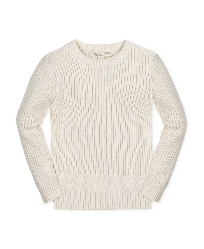 Мальчиковый органический свитер с длинным рукавом и деталью "елочка" с круглым вырезом Hope & Henry, белый
Мальчиковый органический свитер с длинным рукавом и деталью "елочка" с круглым вырезом Hope & Henry, белый