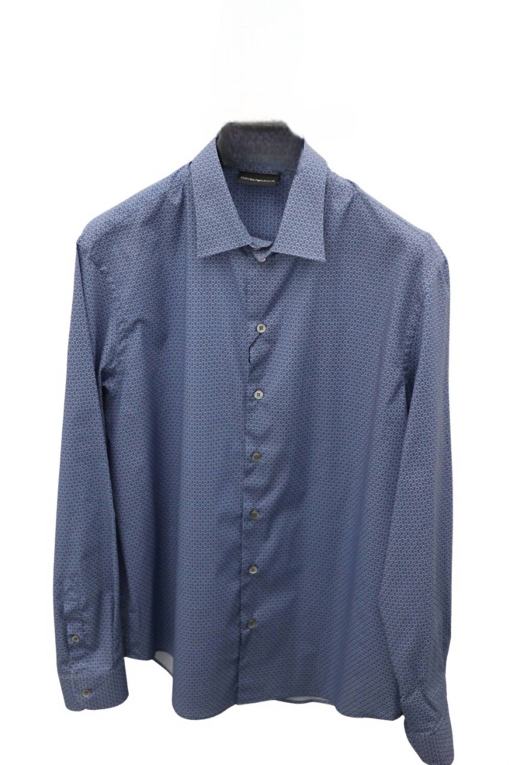 Синяя рубашка с длинным рукавом на пуговицах Emporio Armani, синий 
Синяя рубашка с длинным рукавом на пуговицах Emporio Armani, синий