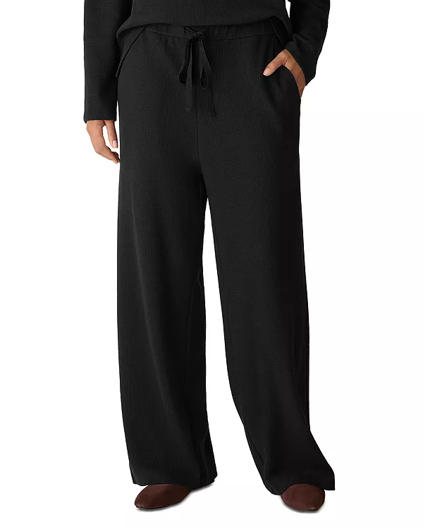 Вафельные трикотажные брюки с широкими штанинами и завязками Eileen Fisher, черный
Вафельные трикотажные брюки с широкими штанинами и завязками Eileen Fisher, черный