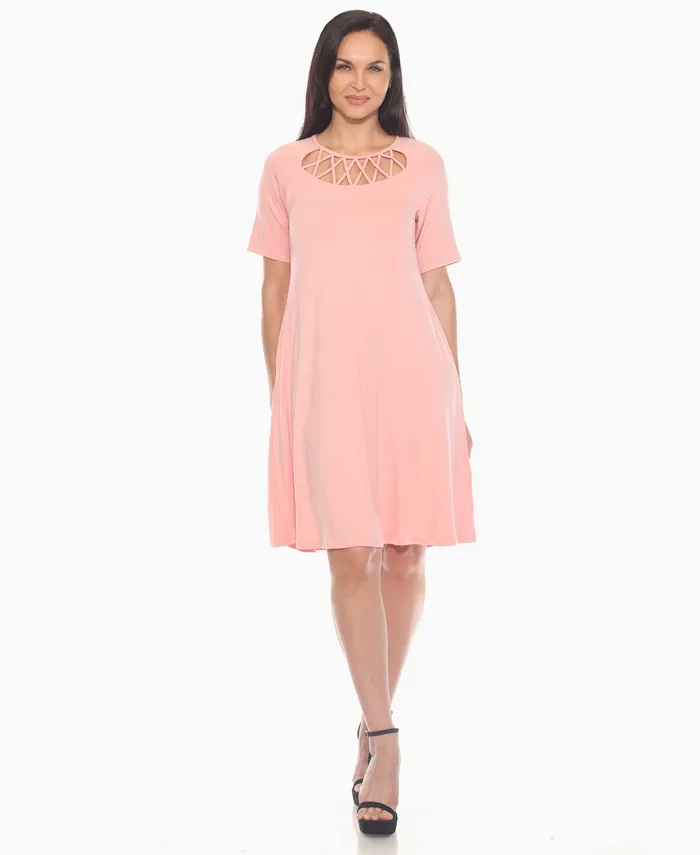 Женское платье А-силуэта с короткими рукавами и перекрещивающимся вырезом White Mark, розовый
Женское платье А-силуэта с короткими рукавами и перекрещивающимся вырезом White Mark, розовый