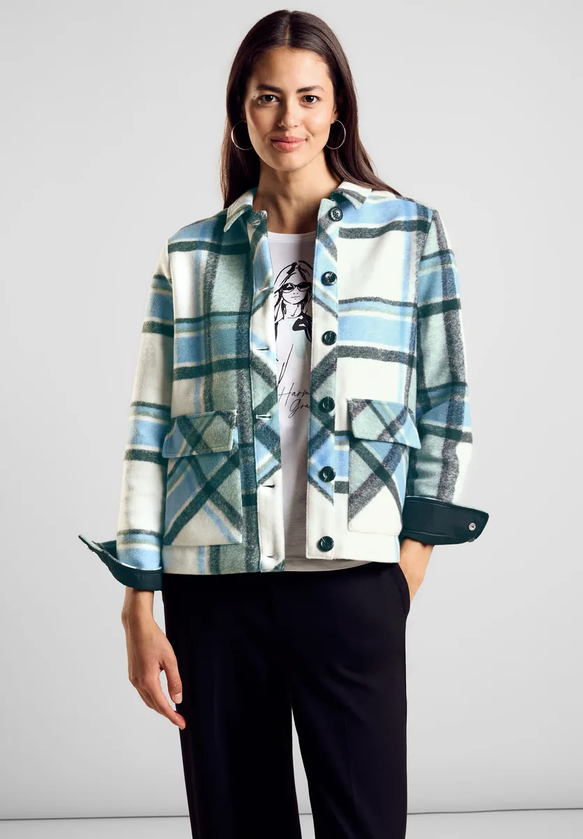 STREET ONE короткая куртка, без капюшона, с планкой на пуговицах, белый 
STREET ONE короткая куртка, без капюшона, с планкой на пуговицах, белый