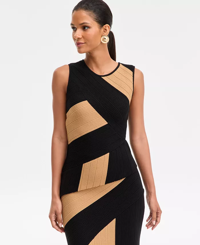 Женский асимметричный свитер в стиле пэчворк I.N.C. International Concepts, черный 
Женский асимметричный свитер в стиле пэчворк I.N.C. International Concepts, черный