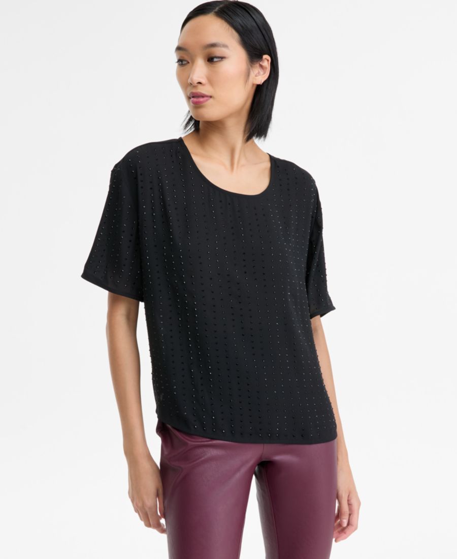 Женская блузка с короткими рукавами и декором INC International Concepts, Deep Black
Женская блузка с короткими рукавами и декором INC International Concepts, Deep Black