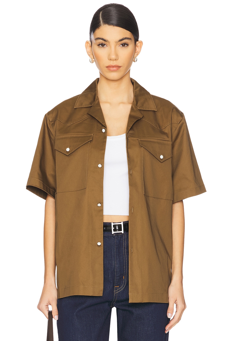 Атласная рубашка в стиле вестерн с коротким рукавом Wao, зеленый
Атласная рубашка в стиле вестерн с коротким рукавом Wao, зеленый